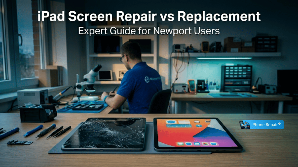 cracked vs repaired iPad screen comparison showing repair and replacement options